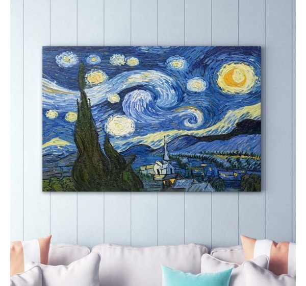 Πίνακας σε καμβά "Starry Night" Megapap ψηφιακής εκτύπωσης 100x70x3εκ.