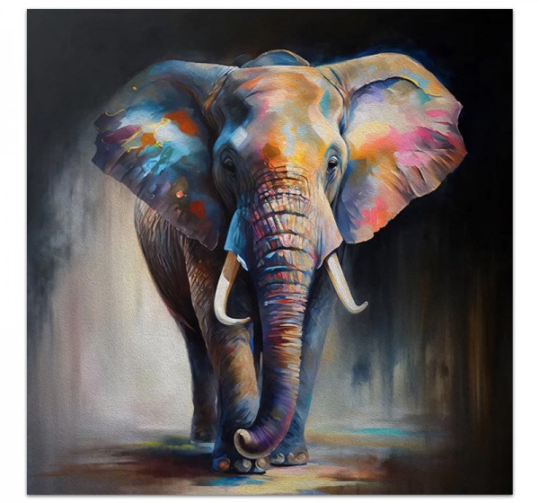 Πίνακας σε καμβά "Colorful Elephant" Megapap ψηφιακής εκτύπωσης 100x100x3εκ.