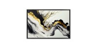 Πίνακας σε καμβά "Abstract Golden Wave" Megapap ψηφιακής εκτύπωσης με κορνίζα χρώμα μαύρο 140x100x3εκ.