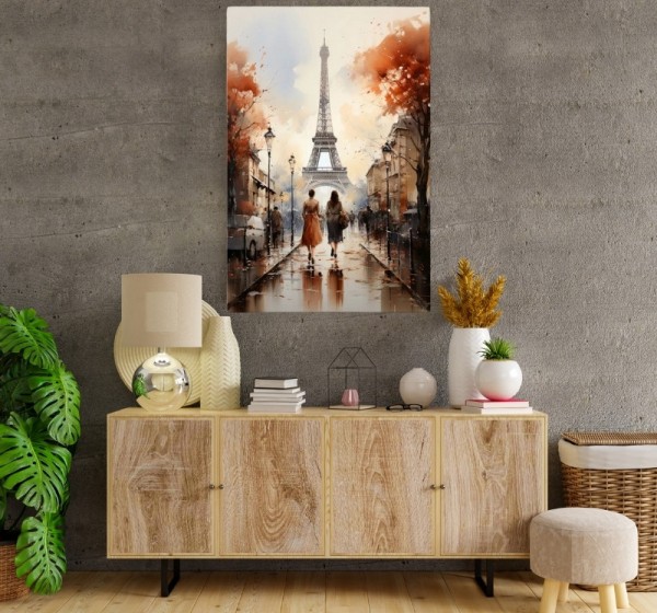Πίνακας σε καμβά "Autumn in Paris" Megapap ψηφιακής εκτύπωσης 70x100x3εκ.