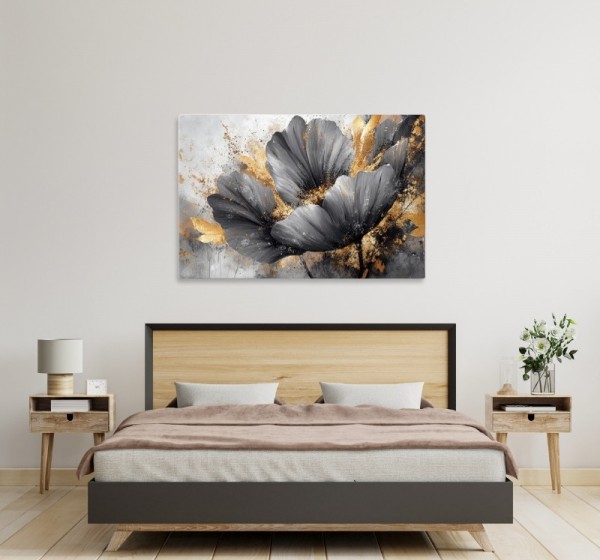 Πίνακας σε καμβά "Flowers Whispering in the Night" Megapap ψηφιακής εκτύπωσης 140x100x3εκ.