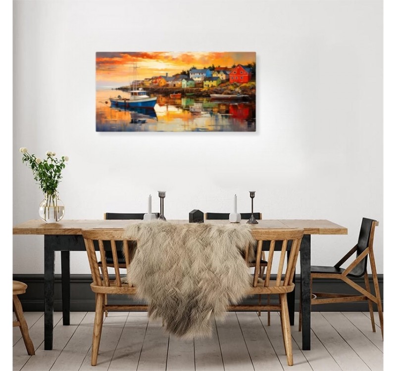 Πίνακας σε καμβά "Fishing Boat" Megapap ψηφιακής εκτύπωσης 120x60x3εκ.