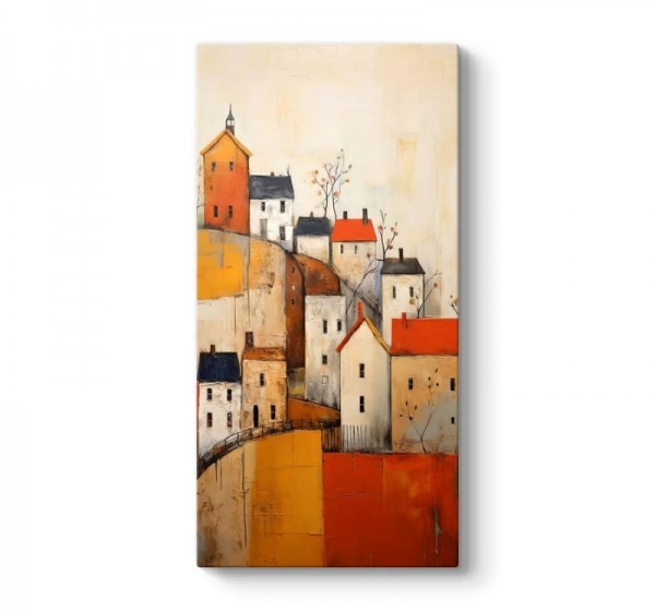 Πίνακας σε καμβά "Houses on the Hill" Megapap ψηφιακής εκτύπωσης 50x100x3εκ.