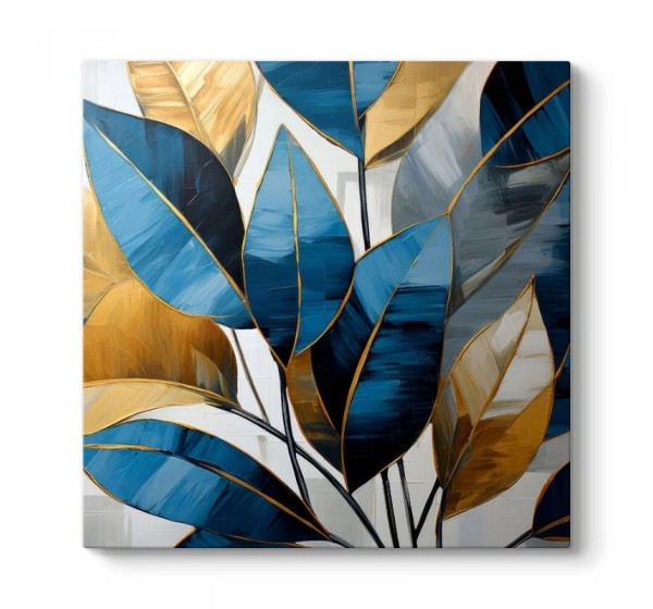 Πίνακας σε καμβά "Botanical Leaves" Megapap ψηφιακής εκτύπωσης 100x100x3εκ.