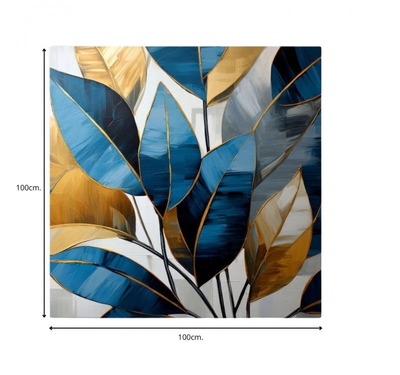 Πίνακας σε καμβά "Botanical Leaves" Megapap ψηφιακής εκτύπωσης 100x100x3εκ.