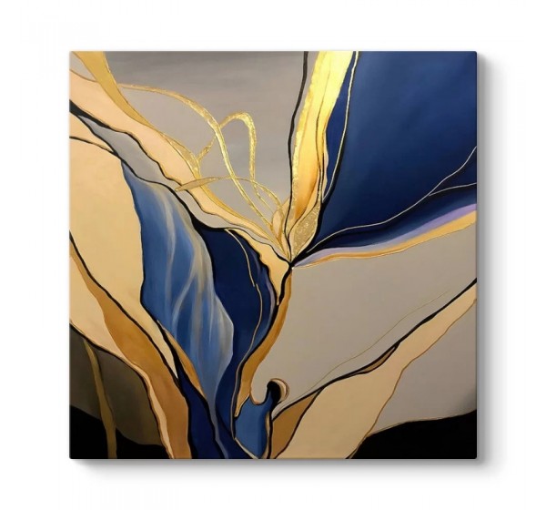Πίνακας σε καμβά "Dance of Gold and Blue" Megapap ψηφιακής εκτύπωσης 100x100x3εκ.