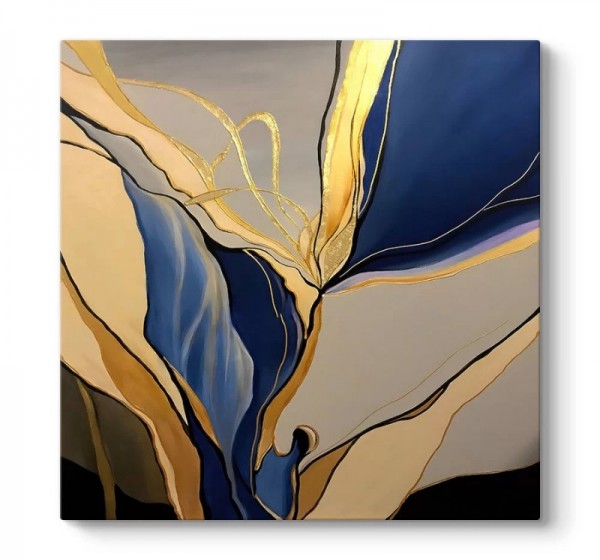 Πίνακας σε καμβά "Dance of Gold and Blue" Megapap ψηφιακής εκτύπωσης 100x100x3εκ.