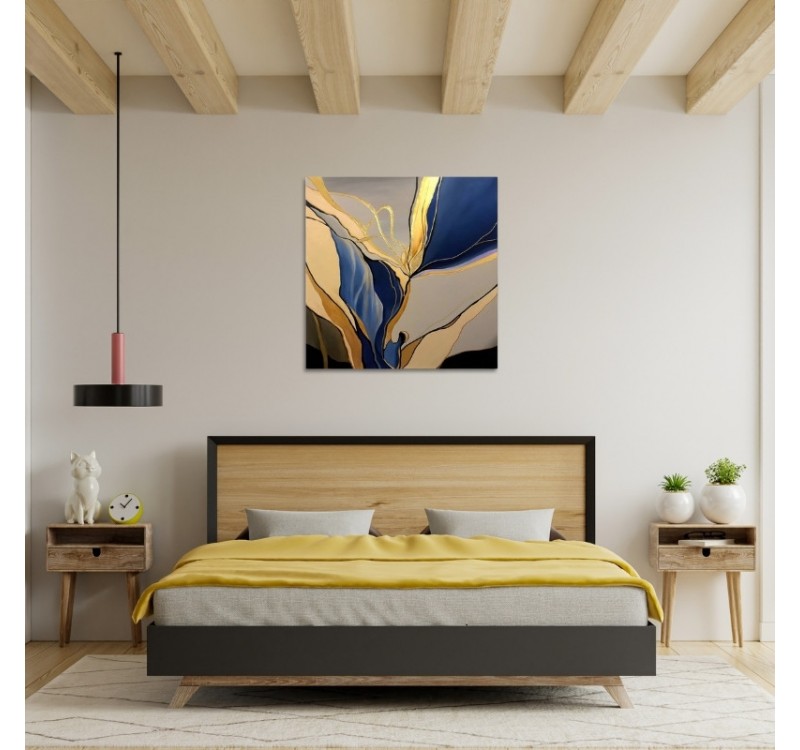 Πίνακας σε καμβά "Dance of Gold and Blue" Megapap ψηφιακής εκτύπωσης 100x100x3εκ.