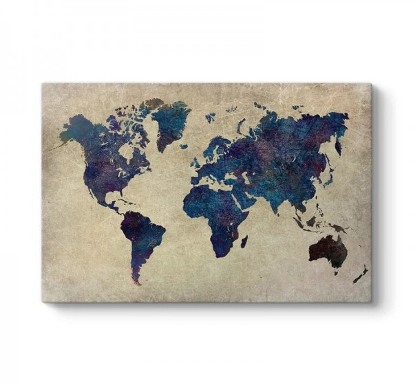 Πίνακας σε καμβά "World Map" Megapap ψηφιακής εκτύπωσης 125x80x3εκ.