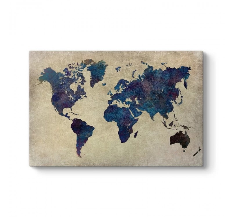 Πίνακας σε καμβά "World Map" Megapap ψηφιακής εκτύπωσης 125x80x3εκ.
