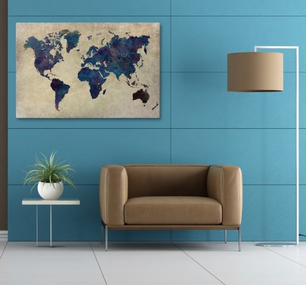 Πίνακας σε καμβά "World Map" Megapap ψηφιακής εκτύπωσης 125x80x3εκ.