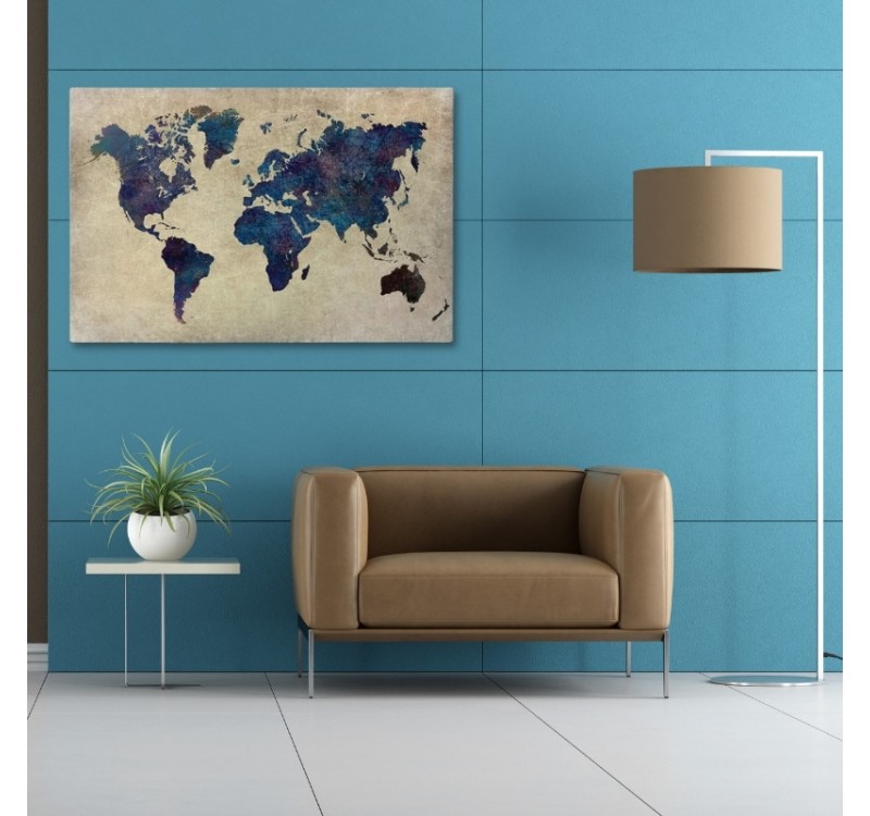 Πίνακας σε καμβά "World Map" Megapap ψηφιακής εκτύπωσης 125x80x3εκ.