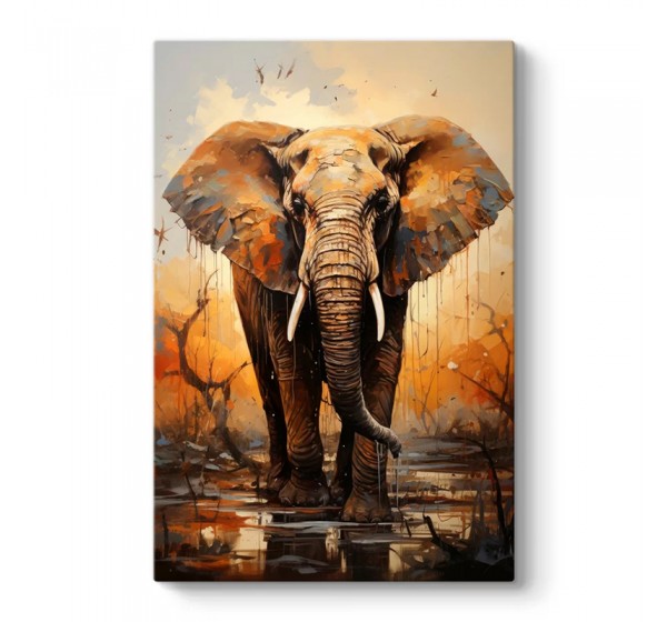 Πίνακας σε καμβά "Elephant Story" Megapap ψηφιακής εκτύπωσης 60x90x3εκ.