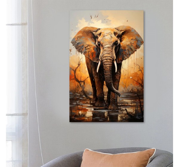Πίνακας σε καμβά "Elephant Story" Megapap ψηφιακής εκτύπωσης 60x90x3εκ.