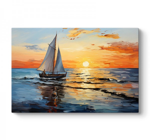 Πίνακας σε καμβά "Fisherman at the sunset" Megapap ψηφιακής εκτύπωσης 120x60x3εκ.