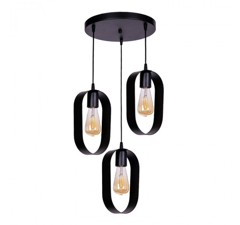 Φωτιστικό οροφής Mordo Megapap E27 μεταλλικό τρίφωτο χρώμα μαύρο 40x40x70εκ.
