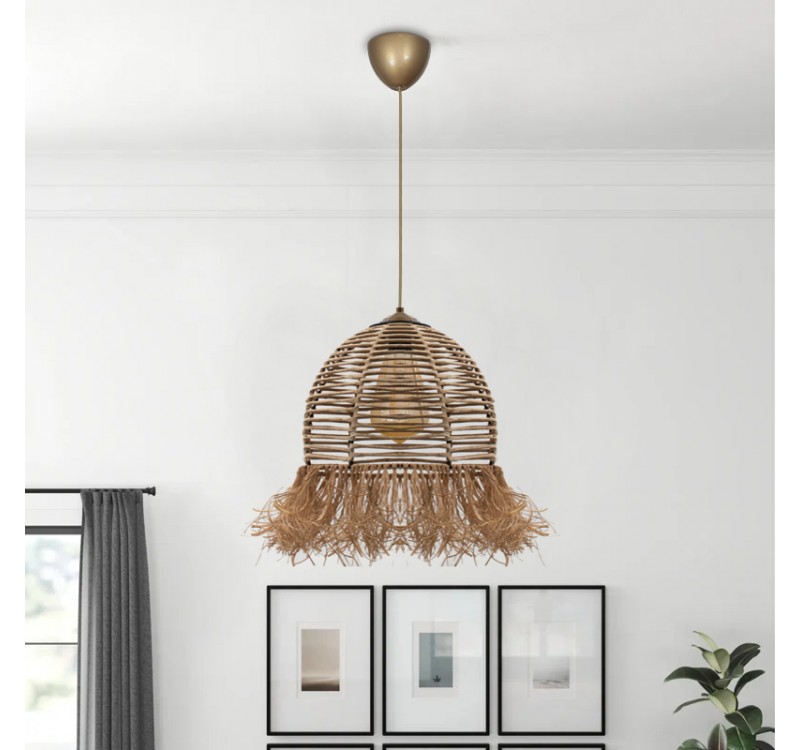 Φωτιστικό οροφής Varena Megapap E27 χάρτινο μονόφωτο χρώμα φυσικό Ø30x70εκ.