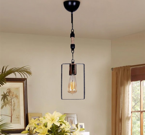 Φωτιστικό οροφής Pembe Megapap E27 μεταλλικό μονόφωτο χρώμα μαύρο 14x6x60εκ.