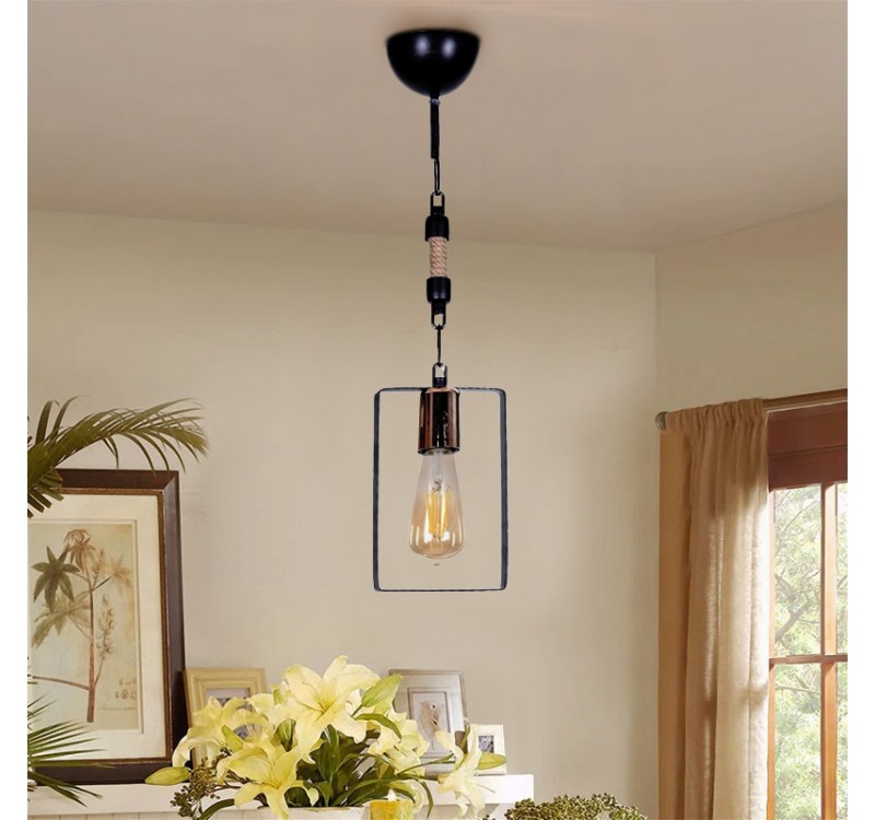 Φωτιστικό οροφής Pembe Megapap E27 μεταλλικό μονόφωτο χρώμα μαύρο 14x6x60εκ.