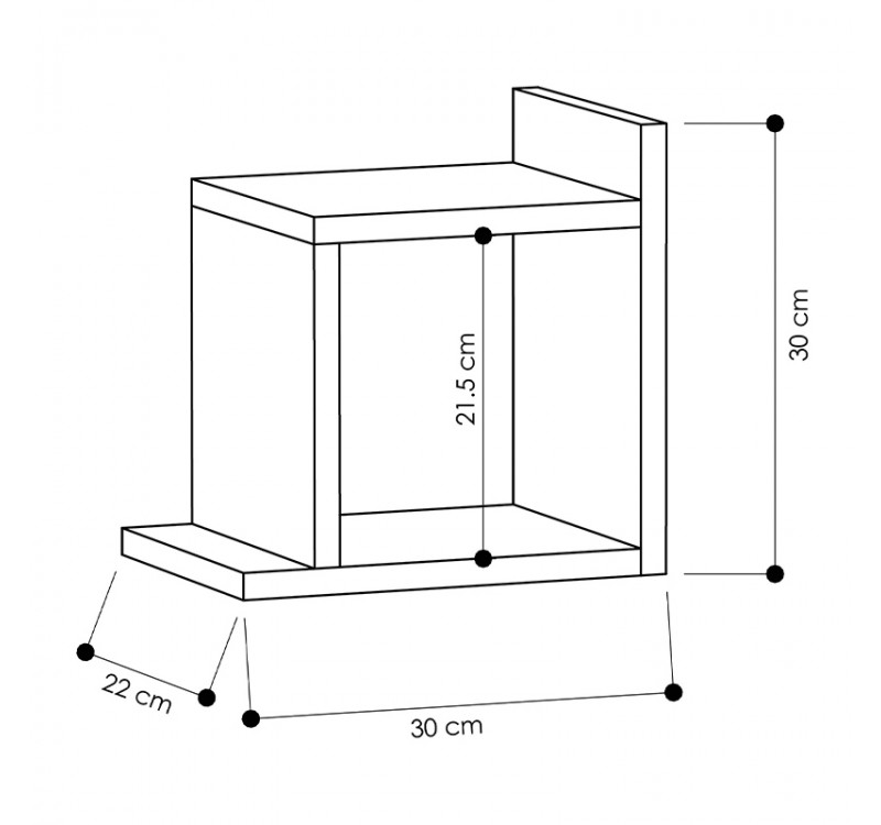 Ραφιέρα τοίχου Box Megapap χρώμα sapphire oak 30x22x30εκ.
