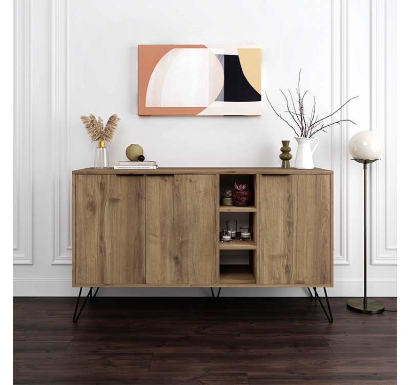 Μπουφές Clara Megapap χρώμα ανοιχτό καρυδί 142x35,6x83εκ.