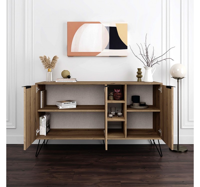 Μπουφές Clara Megapap χρώμα ανοιχτό καρυδί 142x35,6x83εκ.