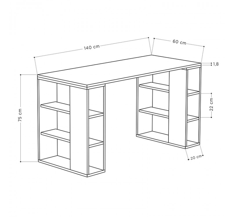 Γραφείο εργασίας Colmar Megapap χρώμα ανθρακί - λευκό 140x60x75εκ
