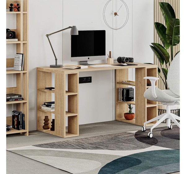 Γραφείο εργασίας Colmar Megapap χρώμα sapphire oak 140x60x75εκ