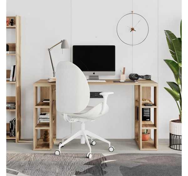 Γραφείο εργασίας Colmar Megapap χρώμα sapphire oak 140x60x75εκ