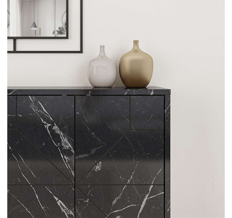 Μπουφές Dune Megapap χρώμα μαύρο εφέ μαρμάρου 123x35x77,4εκ.