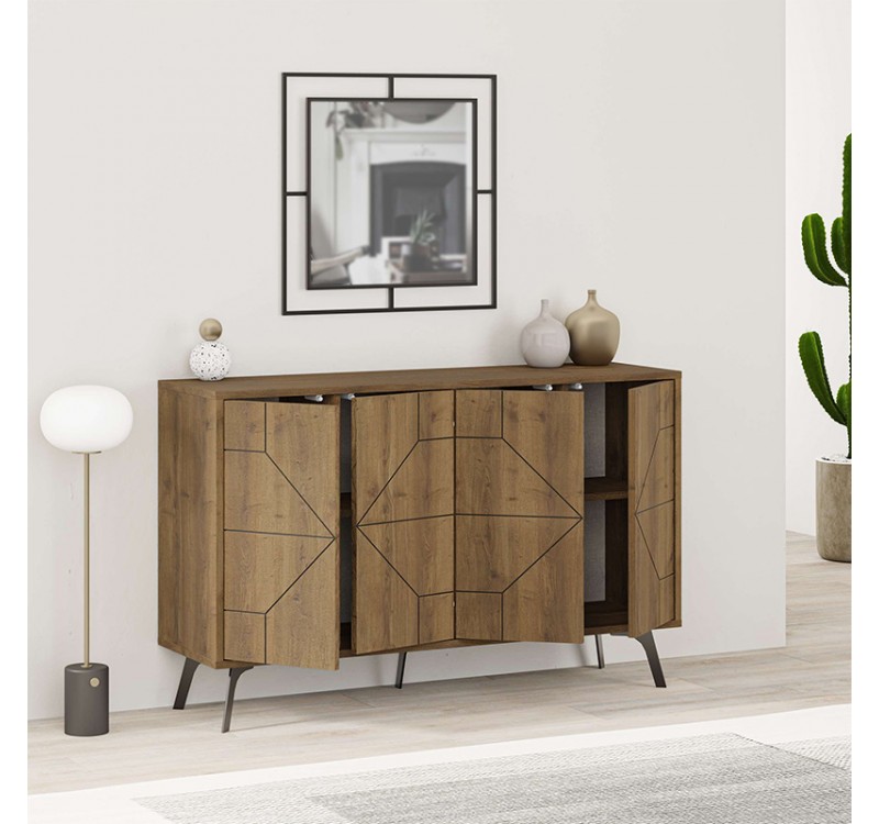 Μπουφές Dune Megapap χρώμα ανοιχτό καρυδί 123x35x77,4εκ.