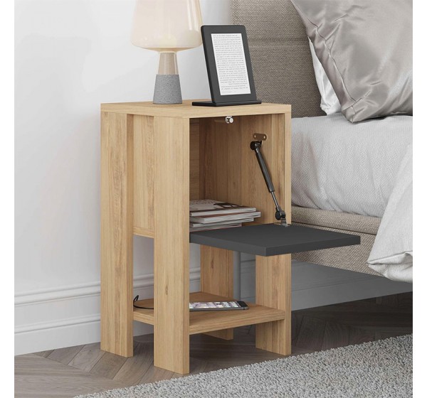 Κομοδίνο Ema Megapap χρώμα sapphire oak - ανθρακί 30x30x55εκ.
