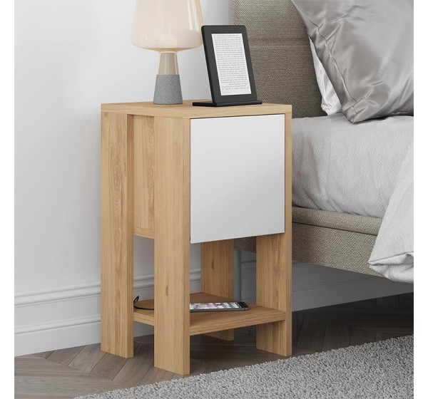 Κομοδίνο Ema Megapap χρώμα sapphire oak - λευκό 30x30x55εκ.