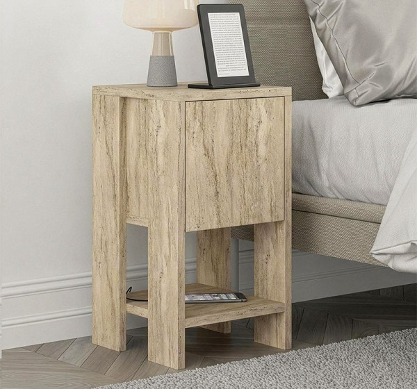Κομοδίνο Ema Megapap χρώμα travertine 30x30x55εκ.