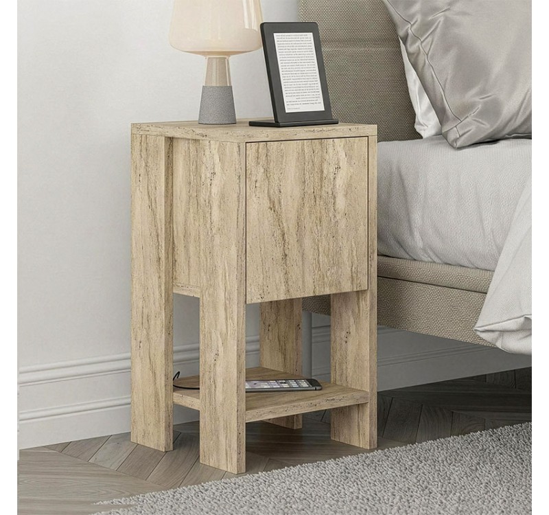 Κομοδίνο Ema Megapap χρώμα travertine 30x30x55εκ.