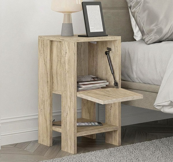 Κομοδίνο Ema Megapap χρώμα travertine 30x30x55εκ.