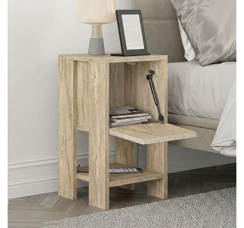 Κομοδίνο Ema Megapap χρώμα travertine 30x30x55εκ.