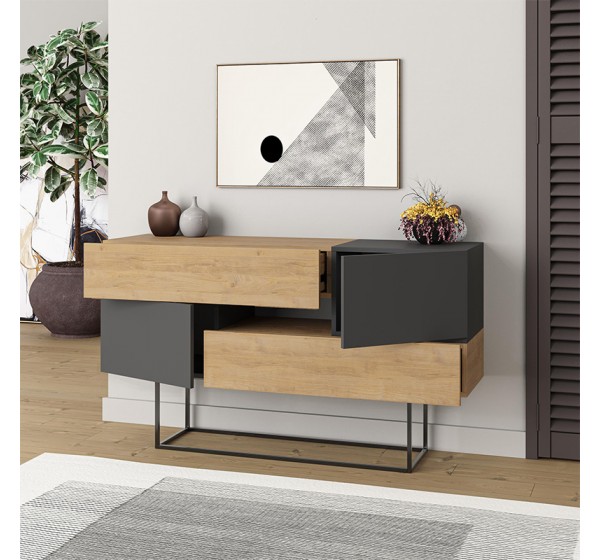 Μπουφές Eros Megapap sapphire oak - ανθρακί 145x40x82εκ.