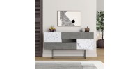 Μπουφές Eros Megapap γκρι ρετρό - λευκό εφέ μαρμάρου 145x40x82εκ.
