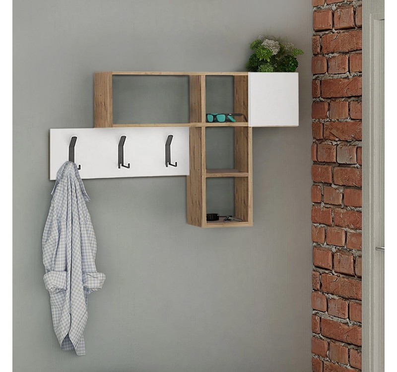 Κρεμάστρα τοίχου Game Megapap χρώμα sapphire oak - λευκό 99,5x15x61εκ.