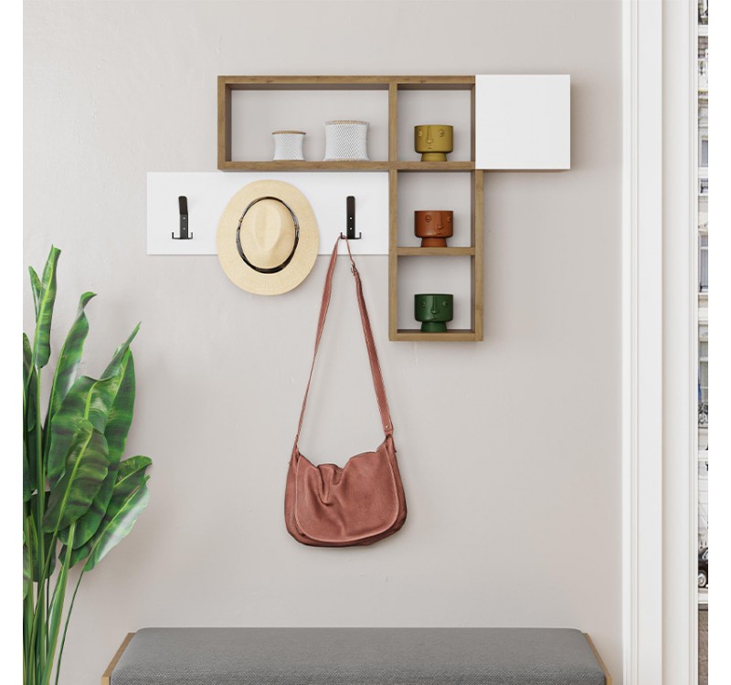 Κρεμάστρα τοίχου Game Megapap χρώμα sapphire oak - λευκό 99,5x15x61εκ.