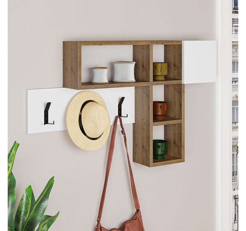 Κρεμάστρα τοίχου Game Megapap χρώμα sapphire oak - λευκό 99,5x15x61εκ.