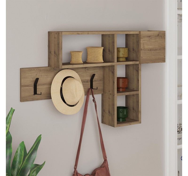 Κρεμάστρα τοίχου Game Megapap χρώμα ανοιχτό καρυδί 99,5x15x61εκ.