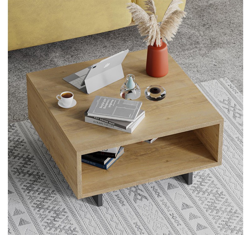 Τραπεζάκι σαλονιού Hola Megapap χρώμα sapphire oak - ανθρακί 60x60x32εκ.