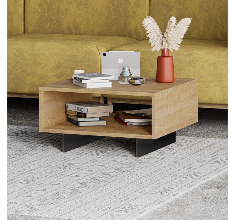 Τραπεζάκι σαλονιού Hola Megapap χρώμα sapphire oak - ανθρακί 60x60x32εκ.