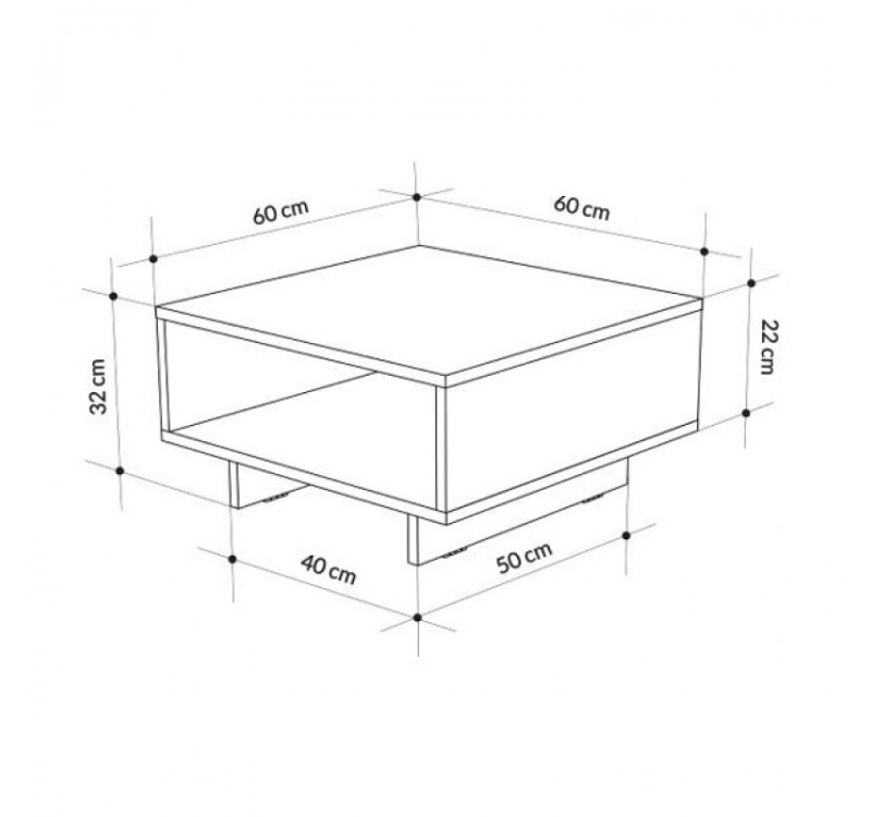 Τραπεζάκι σαλονιού Hola Megapap χρώμα sapphire oak - ανθρακί 60x60x32εκ.