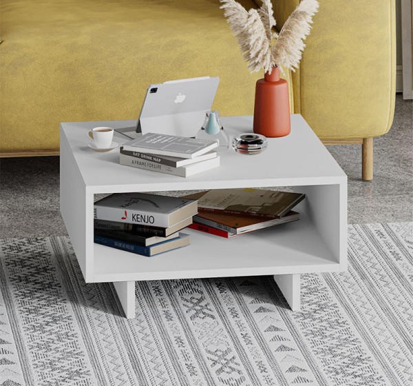 Τραπεζάκι σαλονιού Hola Megapap χρώμα λευκό 60x60x32εκ.