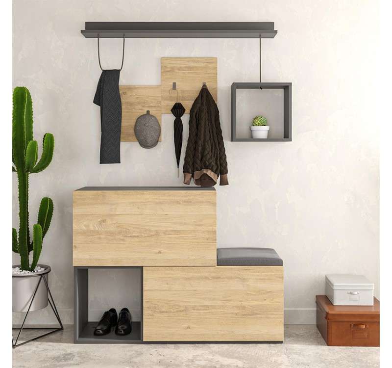 Έπιπλο εισόδου - παπουτσοθήκη Holdon Megapap sapphire oak/ανθρακί 120x36,5x87,5εκ.