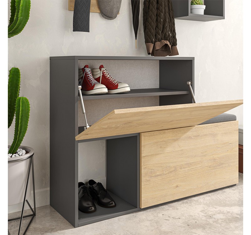 Έπιπλο εισόδου - παπουτσοθήκη Holdon Megapap sapphire oak/ανθρακί 120x36,5x87,5εκ.