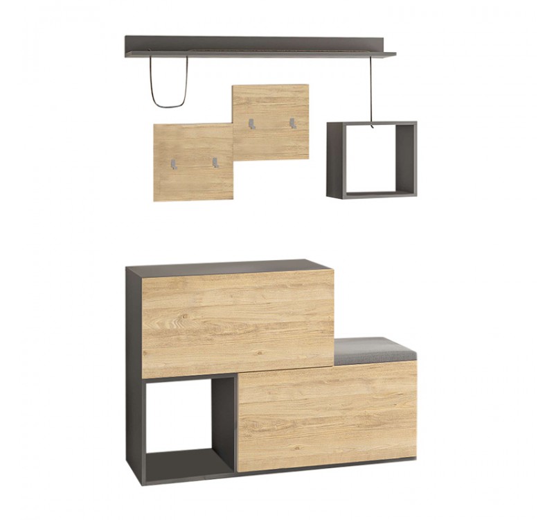 Έπιπλο εισόδου - παπουτσοθήκη Holdon Megapap sapphire oak/ανθρακί 120x36,5x87,5εκ.